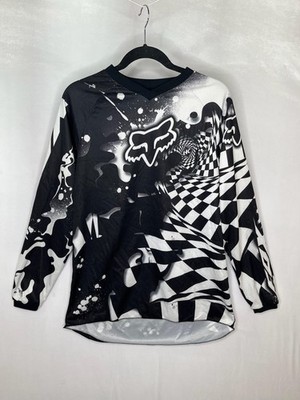 Fox Racing Shirt Mens Medium Black White Motocross Jersey Long Sleeve MX