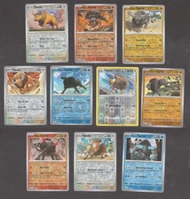 Paldean Tauros Pokemon Card Collection Set of 10 English Reverse Holo Cards