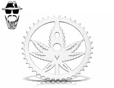 ORIGINAL LOWRIDER Bicycle Laser Cut Mirror Chrome Marijuana 48T Custom Sprocket.