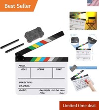 Acrylic Film Clapboard 12x10in - Durable Clapper Board with Magnetic Eraser