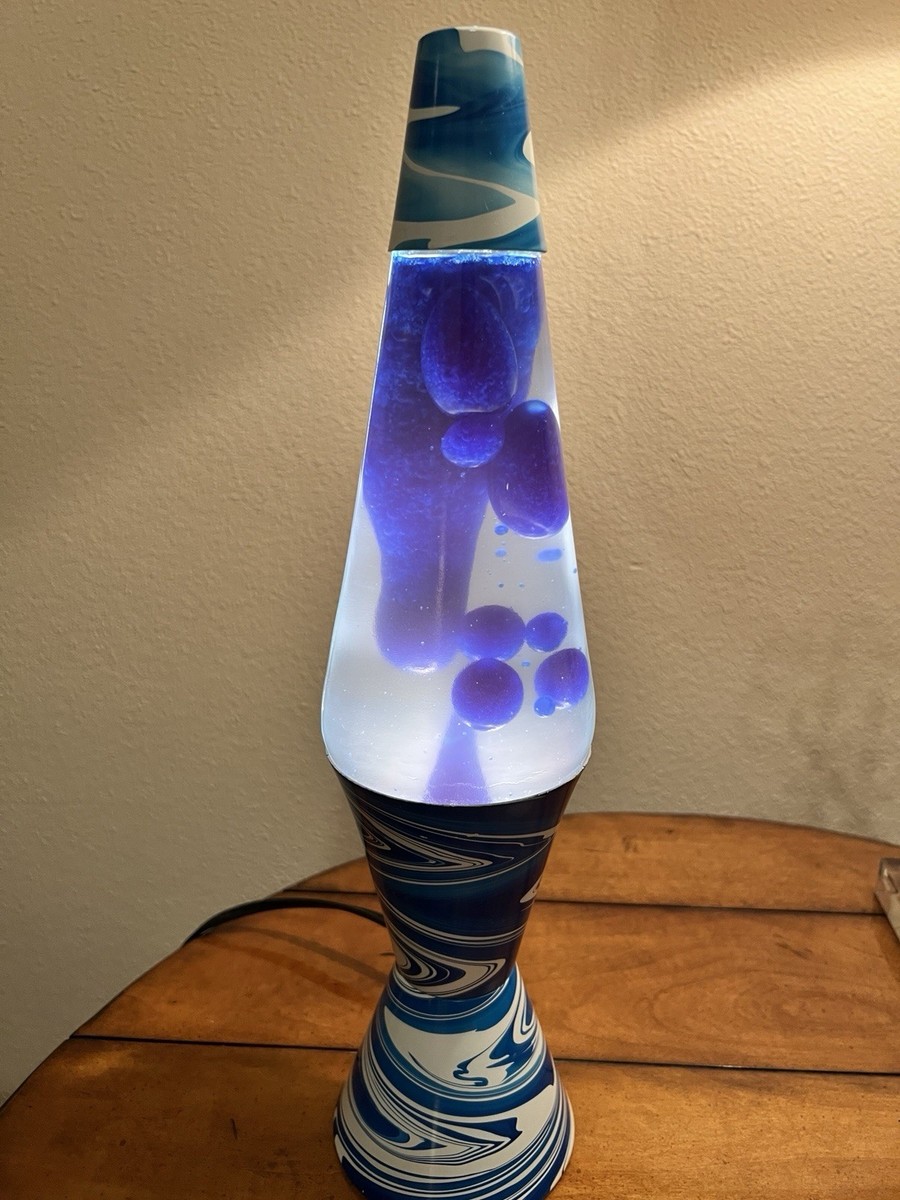 Vintage 1990s Original LAVA Lite Blue White Psychedelic Swirl Lava