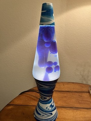 Vintage 1990s Original LAVA Lite Blue White Psychedelic Swirl Lava