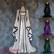 Women Medieval Renaissance Fancy Dress Gothic Witch Hallowen Cosplay Costume US