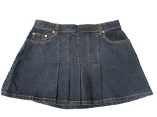 VTG Y2K Mini skirt Duchesse Blue Jeans Jrs 5 Pleat schoolgirl stretch dark denim