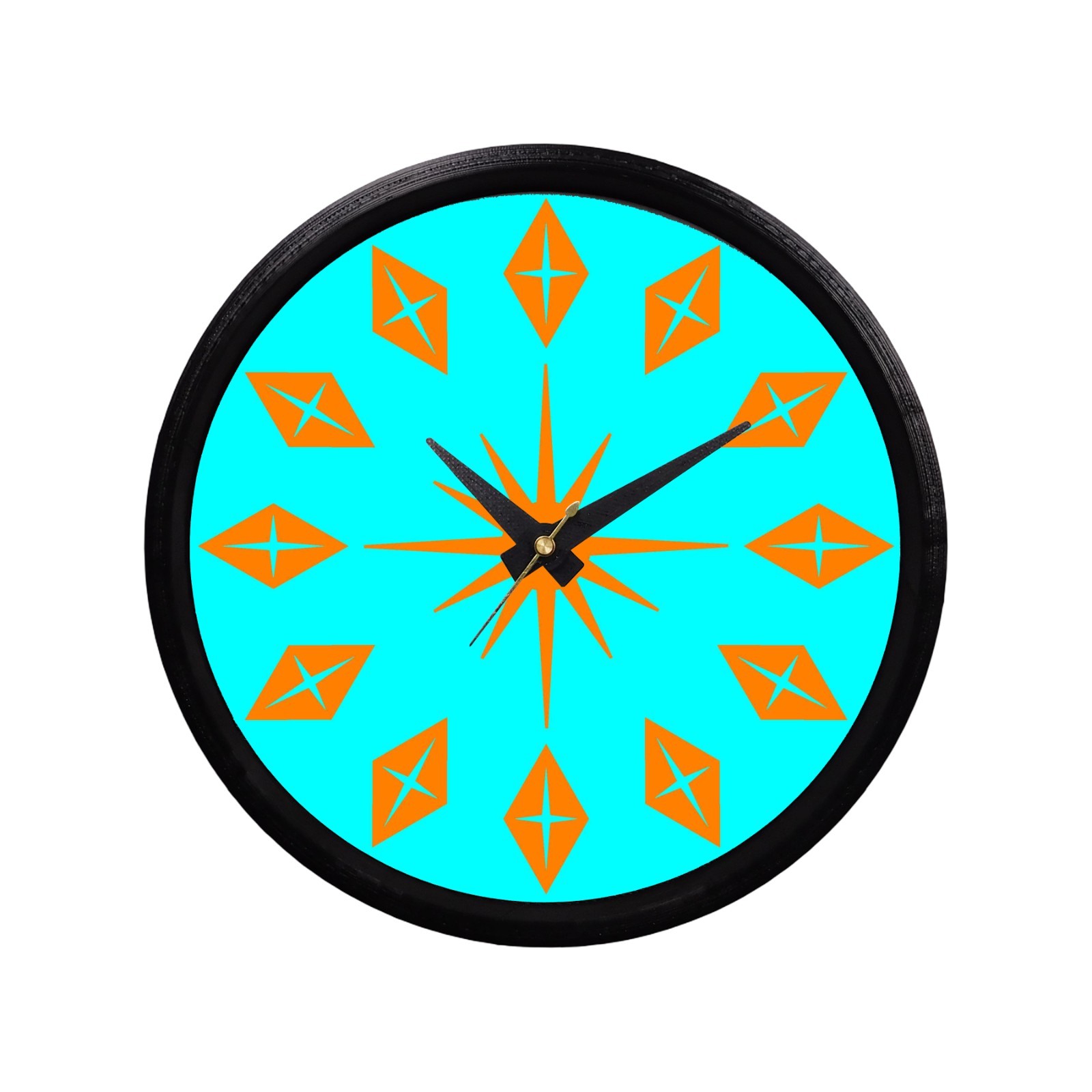 Mid Century Modern Starburst and Diamonds Clock Retro Atomic Starburst Design