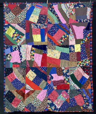 Vintage handgefertigte schöne Crazy Blockmuster bunte Decke 82,6 x 67,7 Zoll