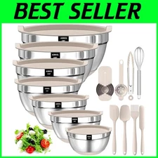 20-Piece Nesting Bowl Set for Mixing, Baking, Serving
