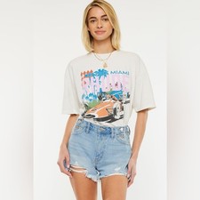 KanCan Tamra High Rise Denim Shorts Y2K Rigid Cutoff Festival Grunge 9/28