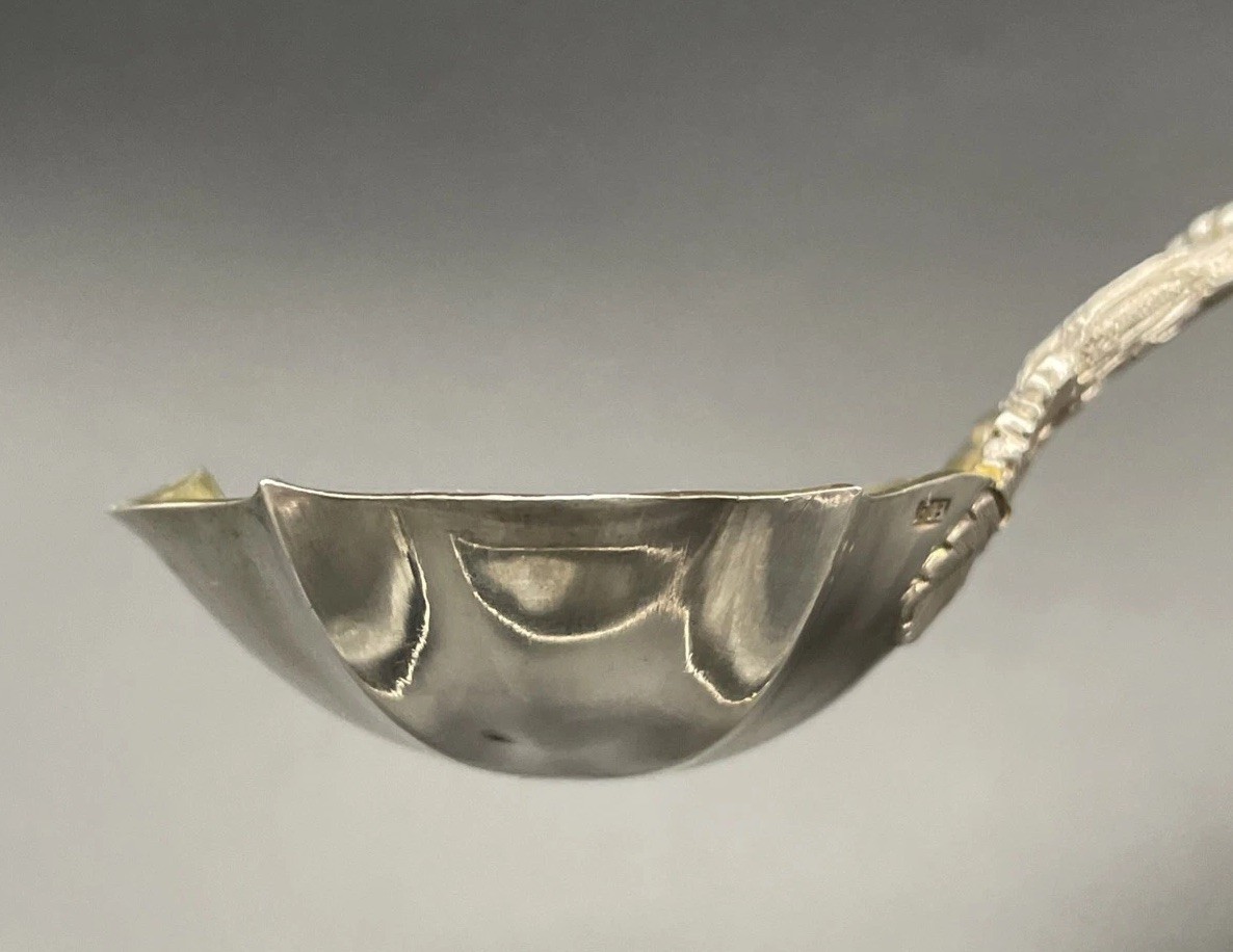 Cast English Sterling Silver Jam / Sugar Spoon Original Box 1852 Francis Higgins