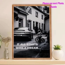 It All Starts With a Dream, Inspirational Car Wall Art, Luxury Home Decor