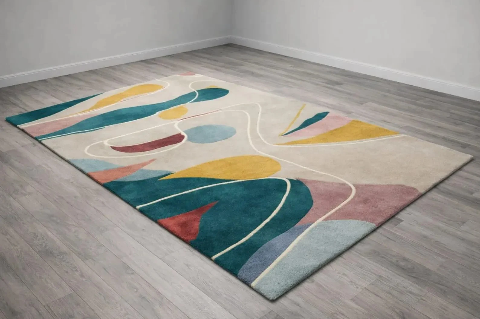 Hand Tufted Wool Rug, Contemporary Abstract Geometric Design Area Carpet