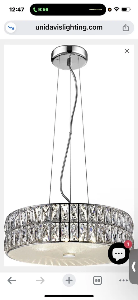 Nuevo colgante de cristal - Acabado cromado con pantalla de cristal 62358LEDD Foto 3 de 4