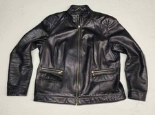 Women's Cole Haan Genuine Lamb Skin black leather jacket sz XL coat extra large