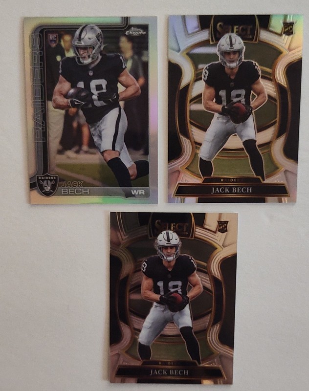 2025 "Jack Bech" Rookie 3 Card Lot (Refractor/Clear Shock) Las Vegas Raiders 