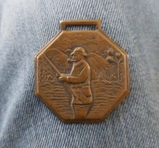 Vintage Brass Octagonal Fly Fishing Watch Fob  