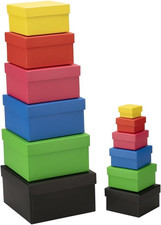 Scatole Regalo Con Coperchio, 12 Diverse Dimensioni, 6 Colori, Quadrate E Ad Inc