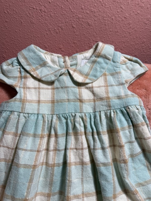 Tommy Bahama Dress Baby Girls 9 Months Seafoam Green Gold Metallic Lace