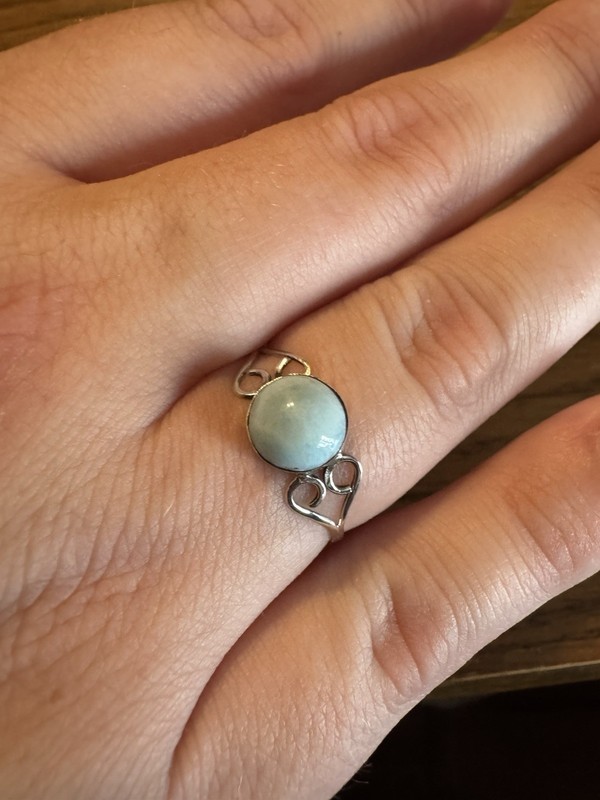 Dainty Sterling Silver And Larimar Ring Size 10