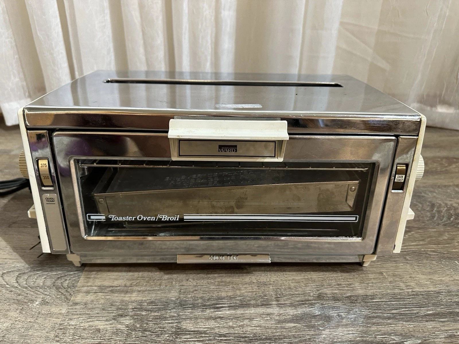 Vintage Toaster Oven Montgomery Ward Silver Chrome Mcm Retro Atomic Kitchen