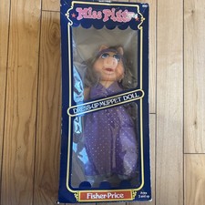 Muppets Miss Piggy Plush Dress Up Doll with Rare Turban Fisher Price 890 13 inch