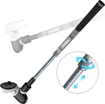 YOGES Adjustable Length VR Golf Club Handle for Meta For Quest 3, Black/Grey 