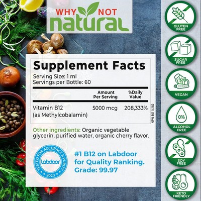 B12 Why Not Natural Organic Vitamin Liquid - Sublingual Extra Strength exp 5/26