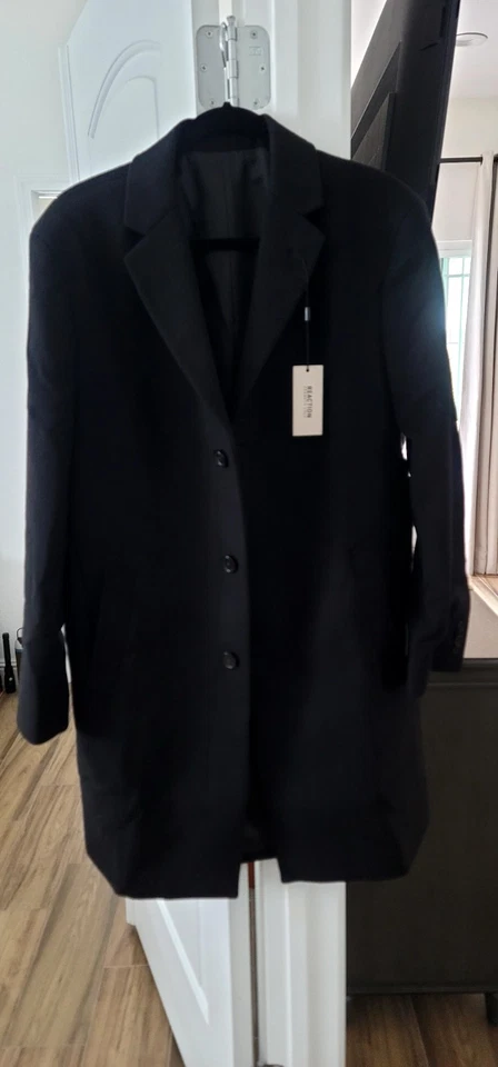 KENNETH COLE REACTION MEN'S CLASSIC OVERCOAT JACKET, BLACK ,SIZE 42R ,NWT. - Image 3 of 4