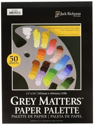 Jack Richeson Grey Matters Paper Palette 12 Grey 16-Inch 50 Sheets