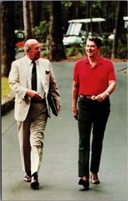Ronald Reagan & George Shultz Postcard 1982 - Mike Roberts Coral-Lee