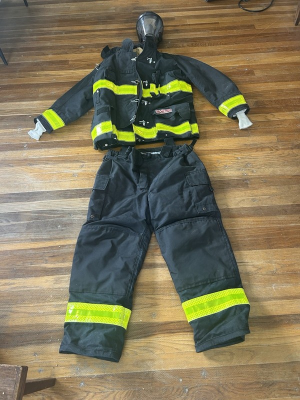 Boston Fire Department Bunker Gear, Turnout Protective Gear Jacket, pants, mask