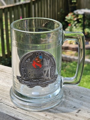 Centennial Olympics Games 1996 Atlanta Beer Stein Clear Glass with Medallion 
