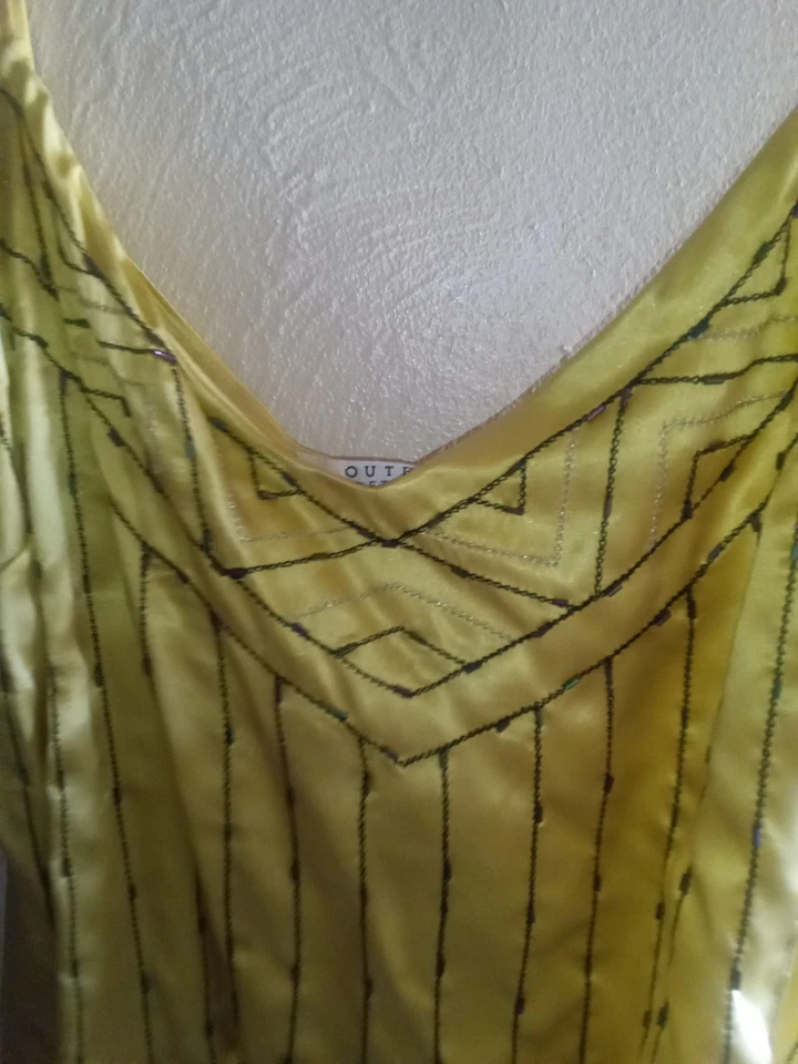 Vtg,Outfit Petite Silk Shell,Beaded & Tie Side Adjustable Strap, Whimsy,Disco - Image 2 of 4