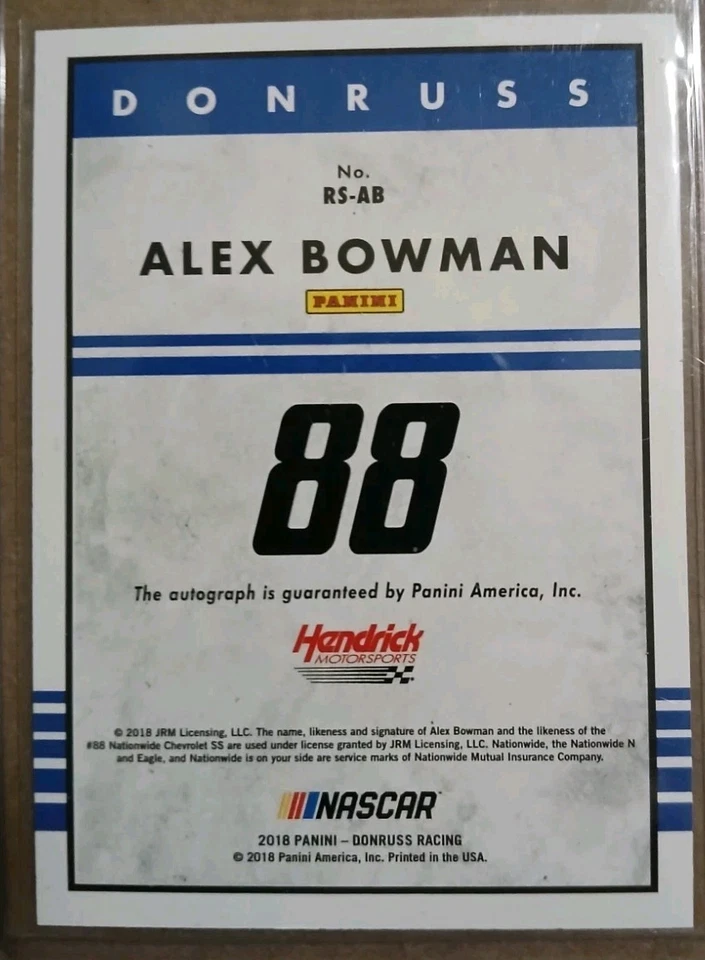 2018 Donruss Alex Bowman Autograph - Image 2 of 2