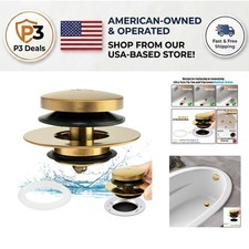 Luxurious Brushed Gold Drain Stopper - Fits All Bathtub Drains, Easy to Install