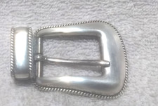 Silver Shiny Replacement Belt Buckle Keeper Rope Edge Great Vintage Condition