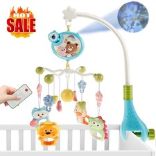 Ba-by Musical Crib Bed Bell Cot Mobile Stars Dreams Light Nusery Lullaby Toy New