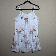 Midi Floral Dress Silver Hardware Zipper Neckline Sleeveless Womens Size Large