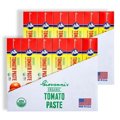 Giovanni s Organic Double Concentrated Tomato Paste   12-Pack Case (4.5 oz Tubes