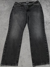 Good American Pants Women's Size 12/31 Black Straight Leg Distressed