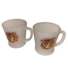 Fire King Tony The Tiger Pair of Mugs Anchor Hocking Made in USA Vintage