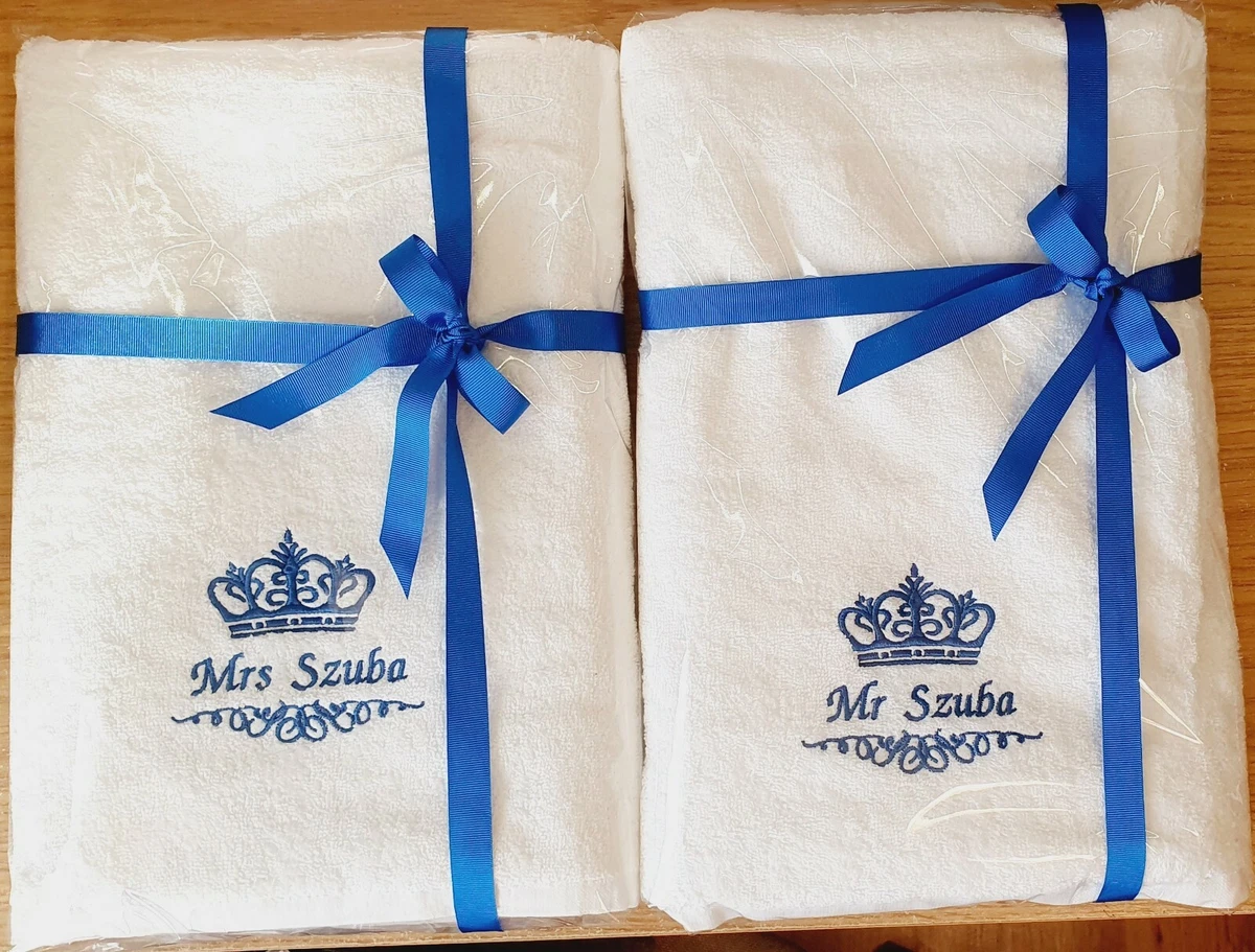 Personalised Name with Crown Embroidered towels Gift Christmas