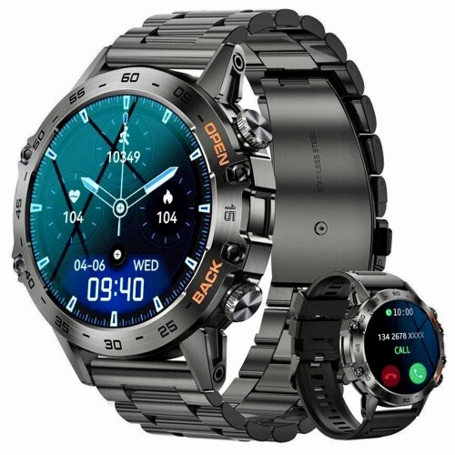 Smartwatch Herren mit Schrittzähler Pulsuhr Armbanduhr Sportuhr Android iOS DE - Bild 15 von 20