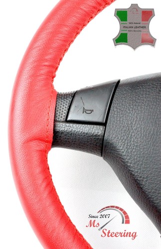 FOR HYUNDAI GENESIS COUPE 09-16 RED LEATHER STEERING WHEEL COVER, RED 2 STIT - Picture 7 of 11