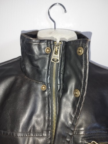 Levi's Faux Leather Trucker Bomber Jacket Dark Brown LM2KU058 Men's Large - Picture 11 of 17