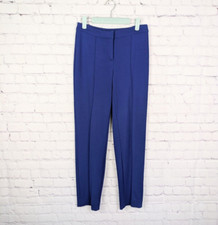 St John Emma Pants Womens Size 2 Blue Flat Front Stretch Straight Leg Trouser