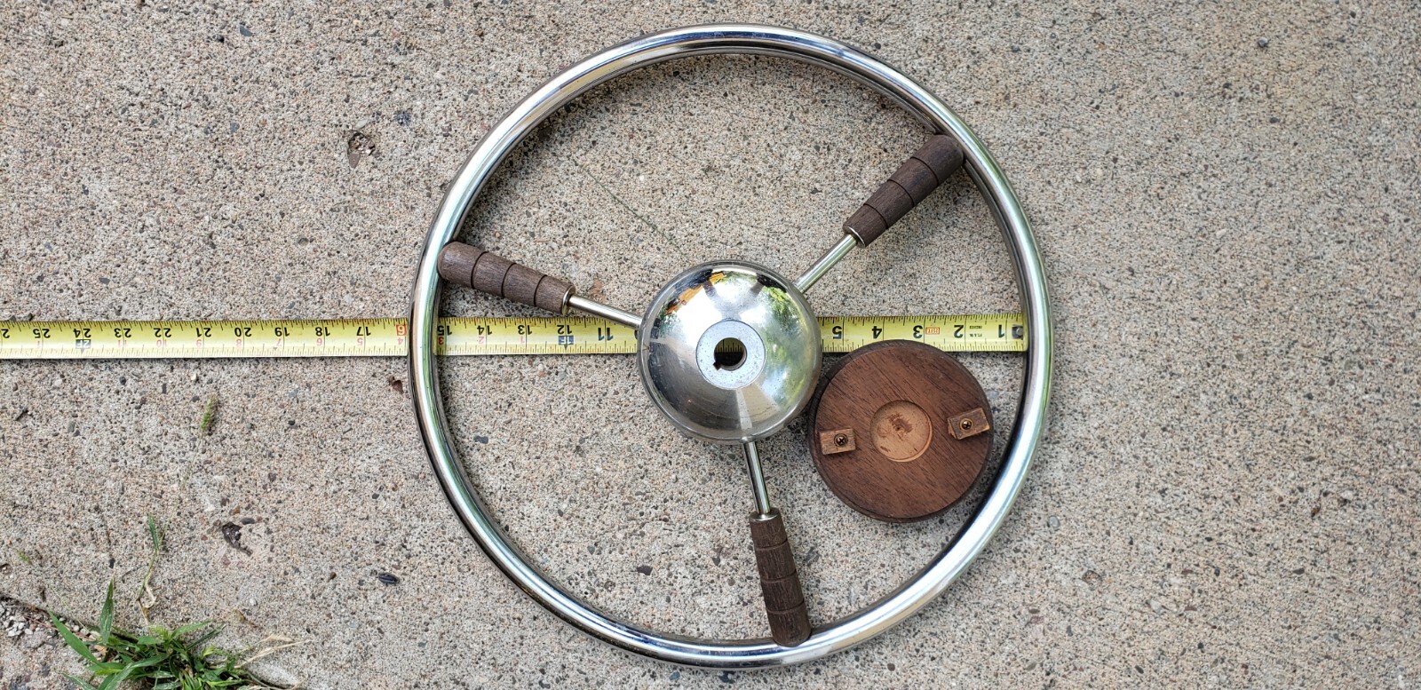 Vintage Boat Steering Wheel Metal Wood Chris Craft Fiberglass Glastron