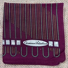 MAN HANDKERCHIEF COTTON ART POCKET SQUARE 18" CLASSIC RED  GREEN STRIPED PLAIN