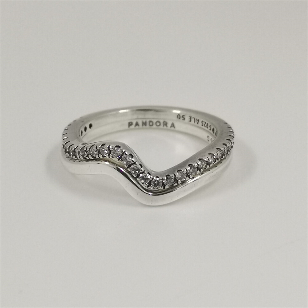 stack set pandora silver wave ring - image 1