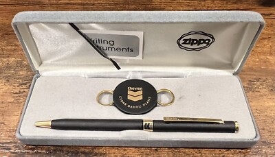 Chevron Cedar Bayou Plant Baytown Texas VTG Zippo Writing Pen And Key Ring  Set