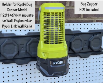 3D Printed Holder to Hang Ryobi bug zapper on Wall, Pegboard, or Link. BLACK